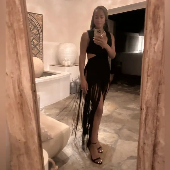 Karen Millen Bandage V cut out fringe swimsuit - Picture 6 of 8